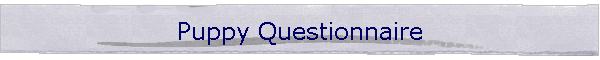 Puppy Questionnaire